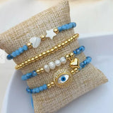 4pcs Lucky Eyes Eye Pendant Bracelets, 18k Plated Bead, Adjustable Drawstring