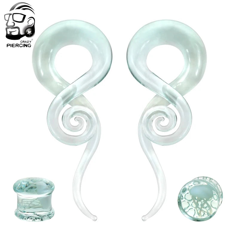 Glass Jellyfish Ear Plugs Spiral Ear Piercing Kit