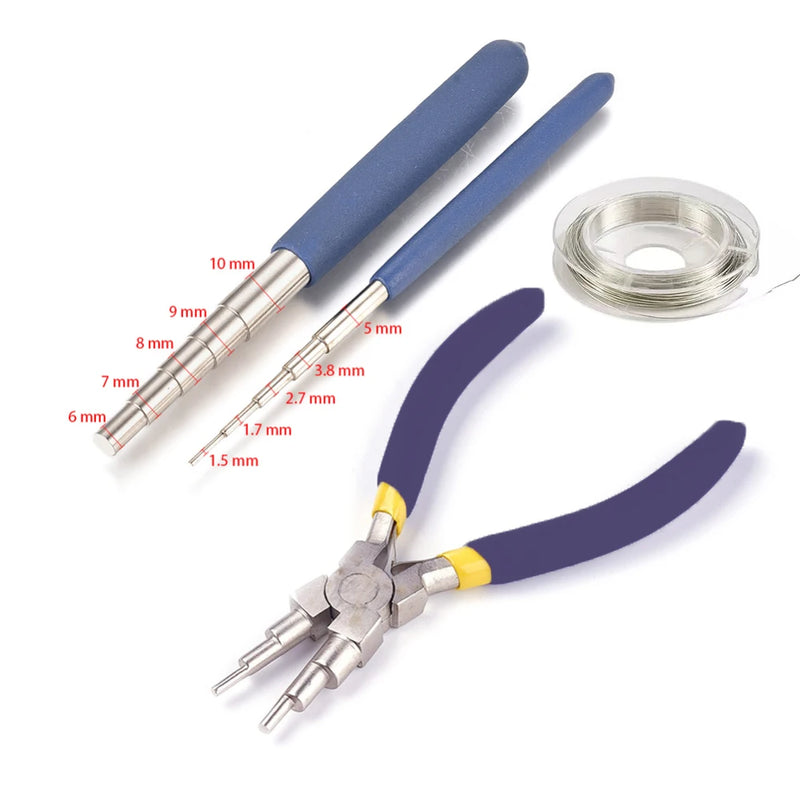 4pcs Wire Winding Rods Set Round Nose Pliers Copper Wire DIY Jewelry