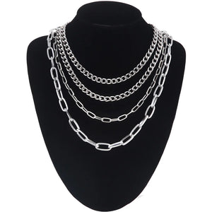 4pcs Layer Chain Necklace Multilayer Clavicle Women Choker Gothic Punk Jewelry
