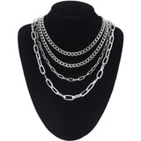 4pcs Layer Chain Necklace Multilayer Clavicle Women Choker Gothic Punk Jewelry
