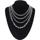 4pcs Layer Chain Necklace Multilayer Clavicle Women Choker Gothic Punk Jewelry