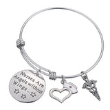 4pcs Silver Alloy Charms Wire Bracelets for Nurses SHE BELIEVED