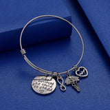4pcs Silver Alloy Charms Wire Bracelets for Nurses SHE BELIEVED