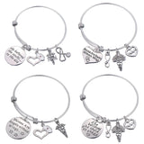 4pcs Silver Alloy Charms Wire Bracelets for Nurses SHE BELIEVED
