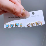 4pcs Cartoon Mouse Stud Earrings Women Girls CZ Gift Jewelry