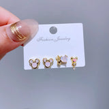 4pcs Cartoon Mouse Stud Earrings Women Girls CZ Gift Jewelry