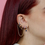 Vintage Cartilage Ear Cuff Zircon Hoop Earrings with Long Chain