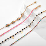 Bohemian Shell Bead Anklets with Clear Crystal Stone Rope