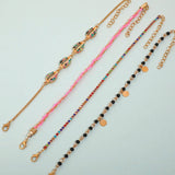 Bohemian Shell Bead Anklets with Clear Crystal Stone Rope
