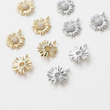 4pcs 14K Plated Chrysanthemum Earrings with Zircon DIY Jewelry Findings
