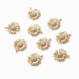 4pcs 14K Plated Chrysanthemum Earrings with Zircon DIY Jewelry Findings