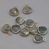 4pcs Labradorite Silver Rim Pendant for DIY Jewelry Making