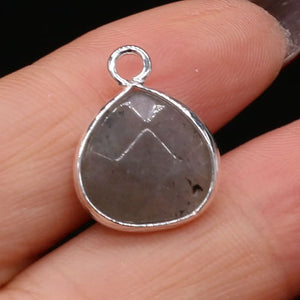 4pcs Labradorite Silver Rim Pendant for DIY Jewelry Making