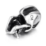 4pcs Stainless Steel Beads Skull Large Hole Charm Slider DIY Men Bracelet