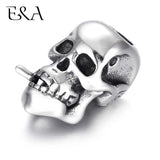 4pcs Stainless Steel Beads Skull Large Hole Charm Slider DIY Men Bracelet