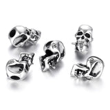 4pcs Stainless Steel Beads Skull Large Hole Charm Slider DIY Men Bracelet