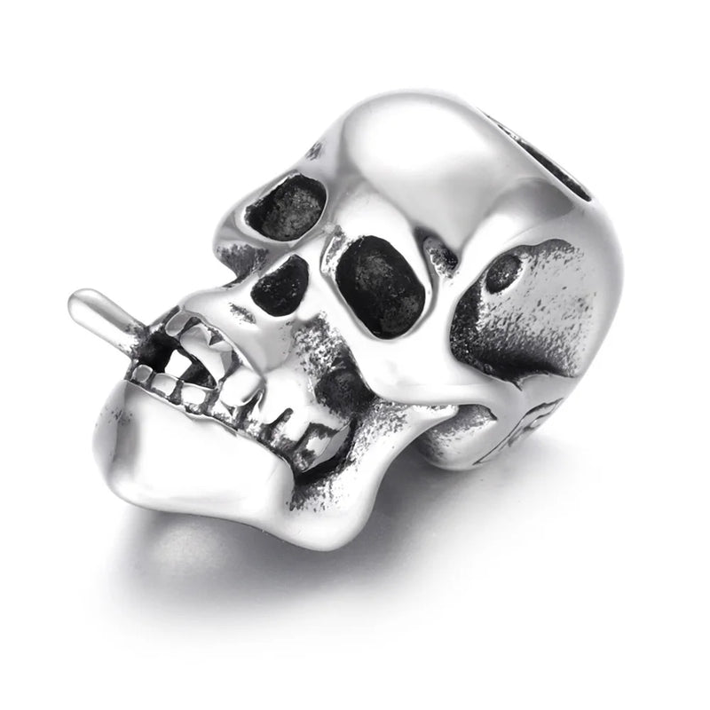 4pcs Stainless Steel Beads Skull Large Hole Charm Slider DIY Men Bracelet