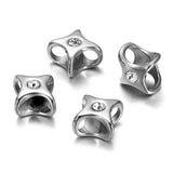 Stainless Steel Double Hole Rhinestone Beads for Leather Bracelet