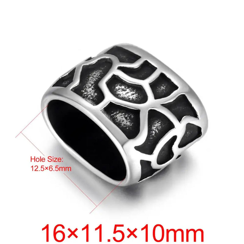 4 Stainless Steel Slider Beads Leopard Hole 12x6mm DIY Charm Bracelet Making
