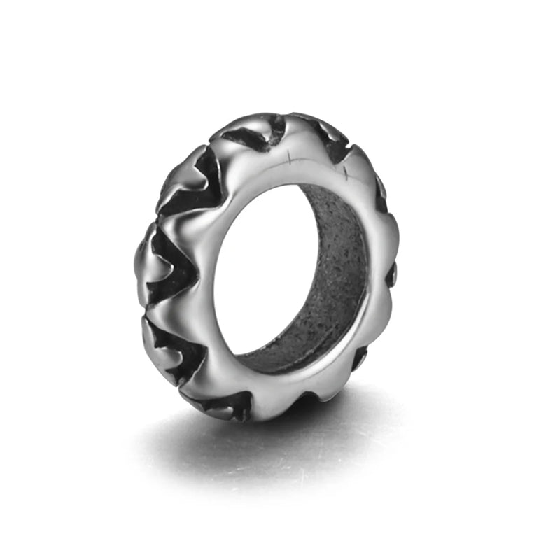4 Stainless Steel Spacer Beads 5mm Hole for Leather Bracelet DIY