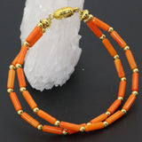 Multilayer Orange Coral Tube Beads Bracelet