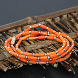 Multilayer Orange Coral Tube Beads Bracelet