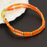 Multilayer Orange Coral Tube Beads Bracelet
