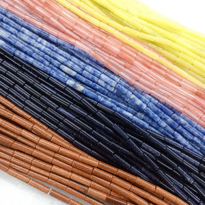 4x13mm Natural Semi-precious Stone Loose Beads Strands 19 Colors Tube Beads