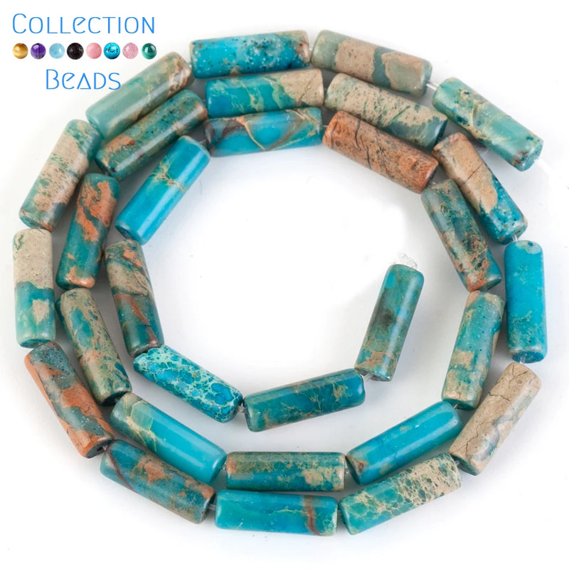 4x13mm Sea Sediment Jaspers Long Cylinder Beads - 15''