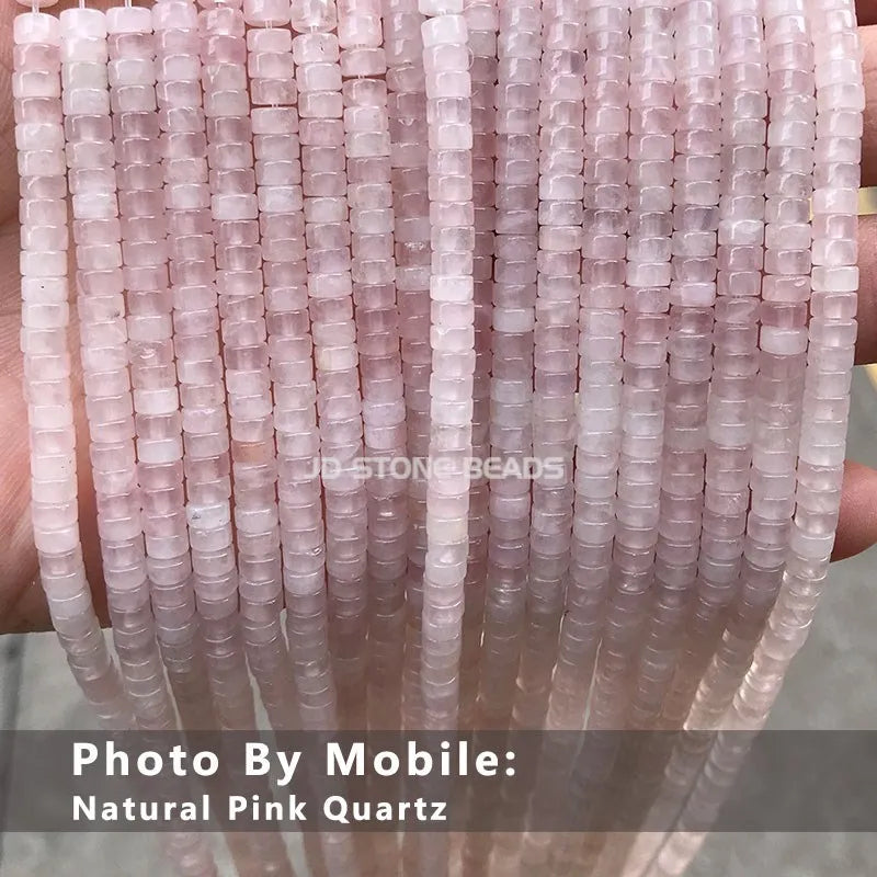 Pink Quartz Cylinder Crystal Beads for Jewelry Making