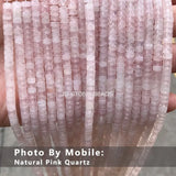 Pink Quartz Cylinder Crystal Beads for Jewelry Making