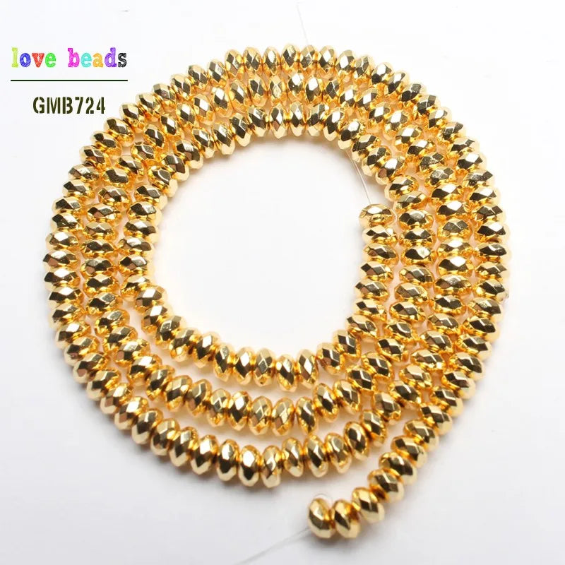 4x2mm Hematite Beads Faceted Rondelle Natural Stone Spacer Beads