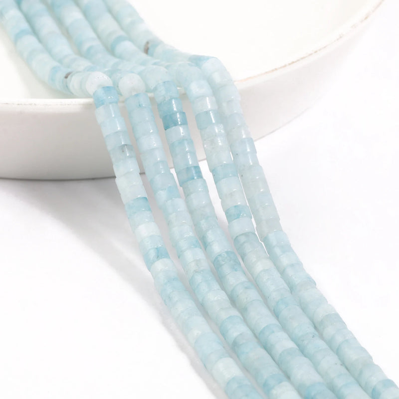4x2mm Aquamarine Flat Round Disc Loose Rondelle Beads 15in