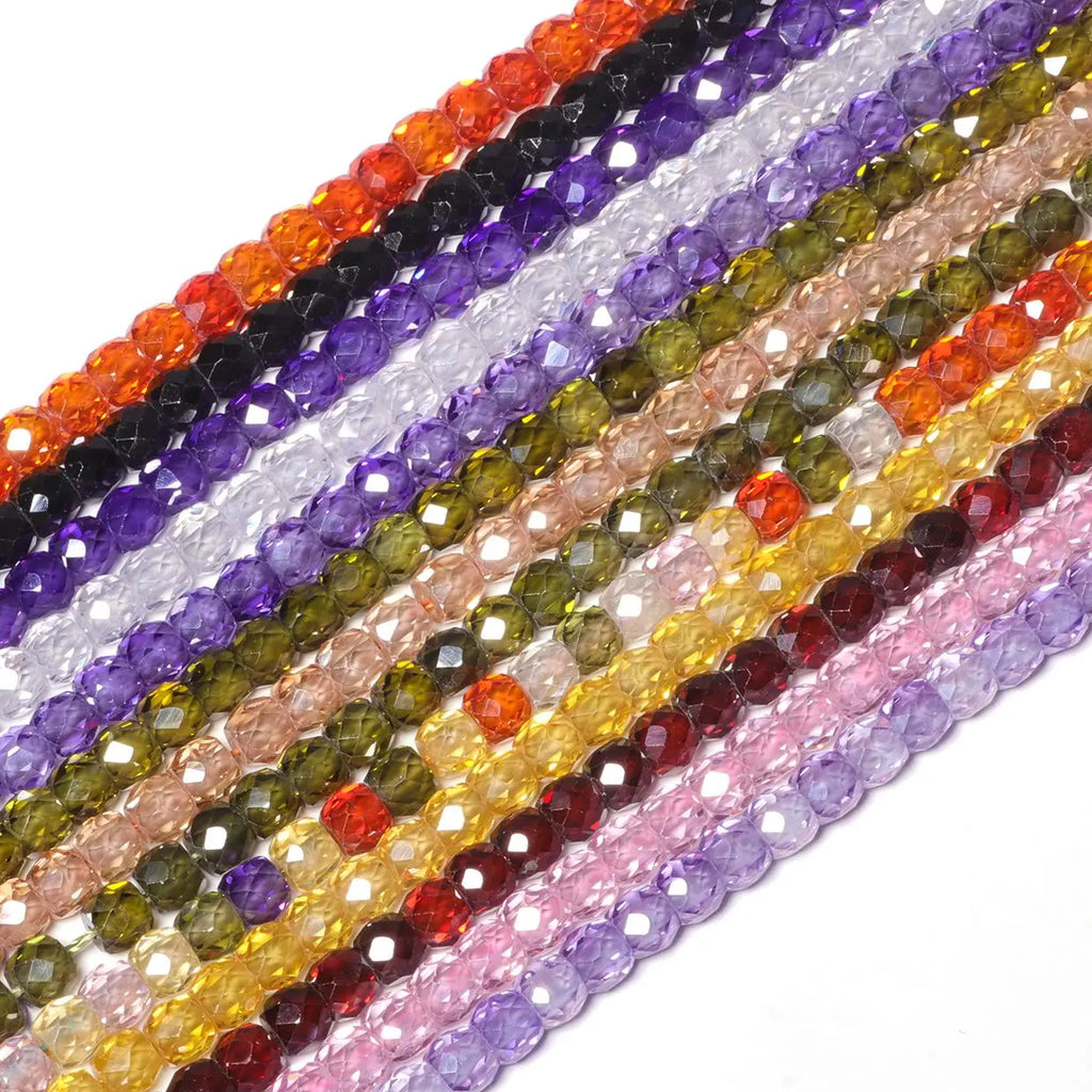 Multicolor Zircon Faceted Rhinestone Beads 4x3.5mm