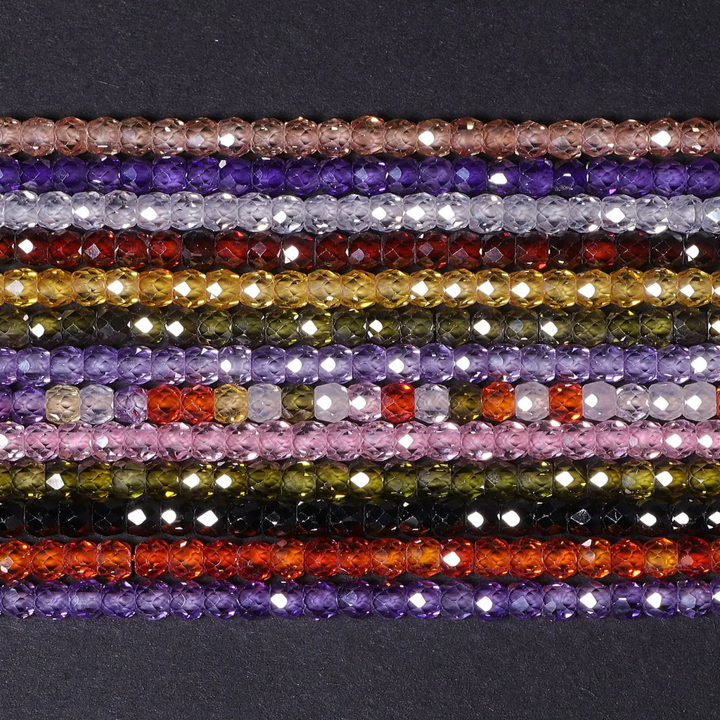 Multicolor Zircon Faceted Rhinestone Beads 4x3.5mm