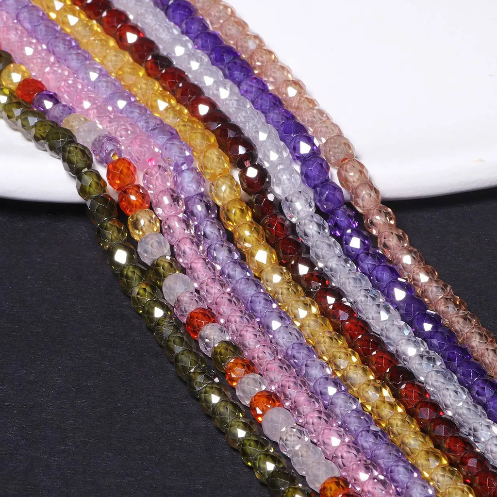 Multicolor Zircon Faceted Rhinestone Beads 4x3.5mm