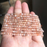 4x3mm Faceted Sunstone Beads Flat Rondelle Loose Beads for Jewelry Making