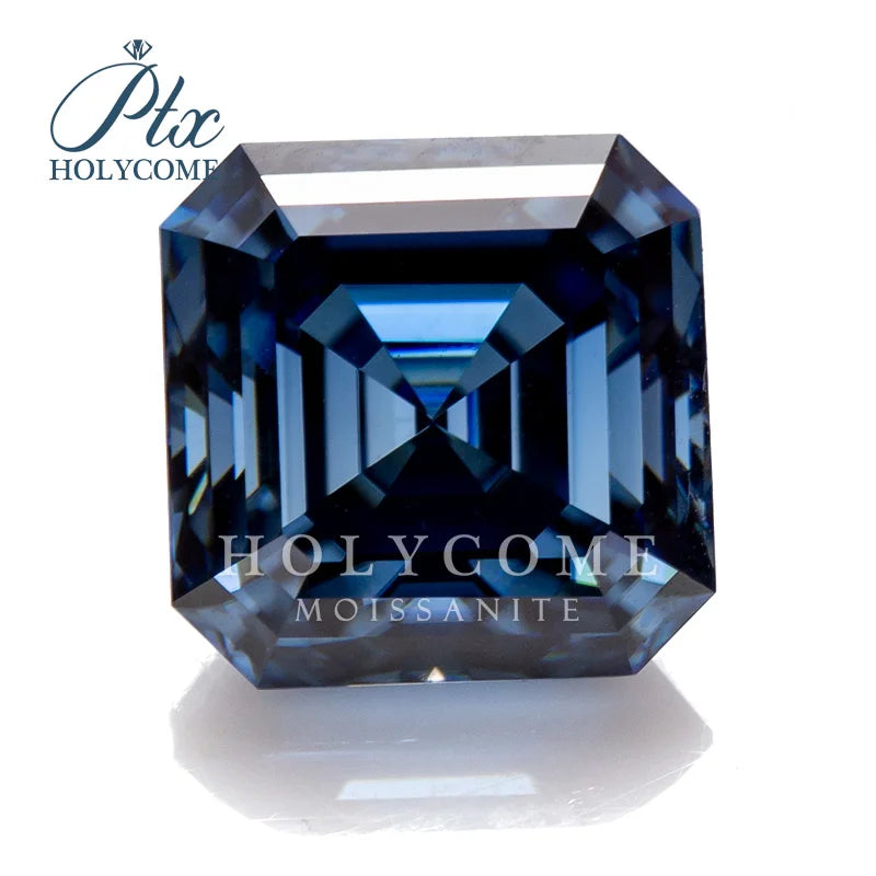Asscher Cut VVS1 Moissanite 4x4-10x10mm Girdle Loose Gems Dark Vivid