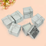Silver Earring Gift Boxes Square Mini Jewelry Display Case 24pcs/Lot