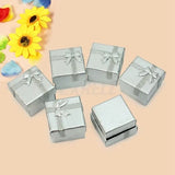 Silver Earring Gift Boxes Square Mini Jewelry Display Case 24pcs/Lot