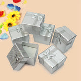 Silver Earring Gift Boxes Square Mini Jewelry Display Case 24pcs/Lot