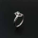 Oval Prong Ring Settings Blank Adjustable Owl Rose Plated 925 Sterling Silver