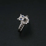 Oval Prong Ring Settings Blank Adjustable Owl Rose Plated 925 Sterling Silver