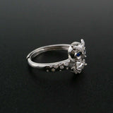 Oval Prong Ring Settings Blank Adjustable Owl Rose Plated 925 Sterling Silver