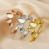 4x6MM Breast Milk Resin Pear Ring Setting 925 Sterling Silver Rose Plated Bezel