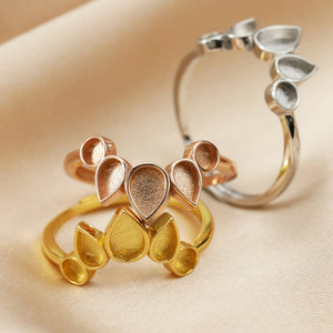 4x6MM Breast Milk Resin Pear Ring Setting 925 Sterling Silver Rose Plated Bezel