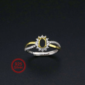 925 Sterling Silver Oval Bezel Split Shank Ring Settings