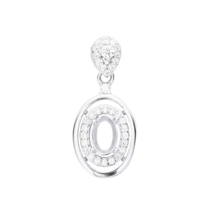 Oval Prong Pendant Setting Rose Silver DIY Charm