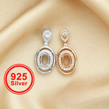 Oval Prong Pendant Setting Rose Silver DIY Charm
